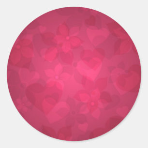 Adesivo Redondo Corações, Flores, Pétalas - Rosa Vermelho