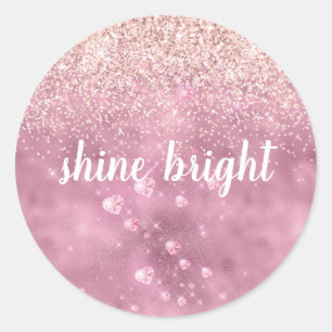 Adesivo Redondo Corações Luminosas Rosa