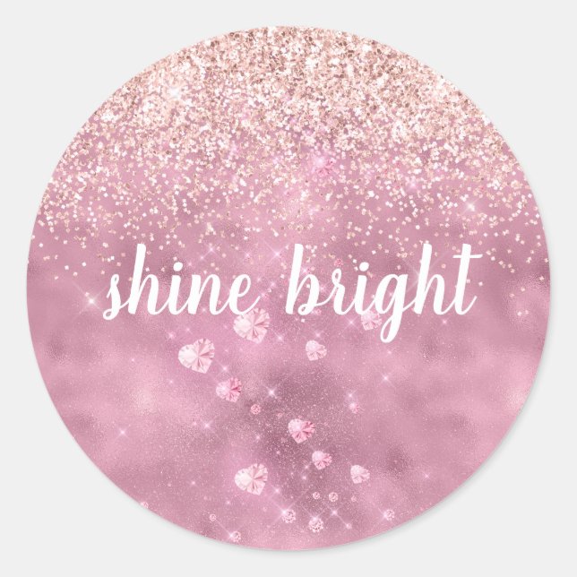 Adesivo Redondo Corações Luminosas Rosa (Frente)