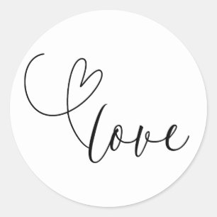 Adesivo Redondo Corações Modernos Amor Preto e Branco Casamento Mi