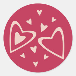 Adesivo Redondo Corações Nucleares - vermelho magenta - imagem.   