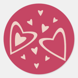 Adesivo Redondo Corações Nucleares - vermelho magenta - imagem.