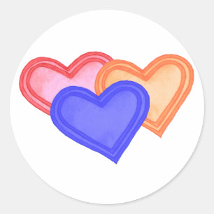 Adesivo Redondo Corações - Palitos
