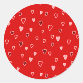 Adesivo Redondo Corações Pequenos em Vermelho