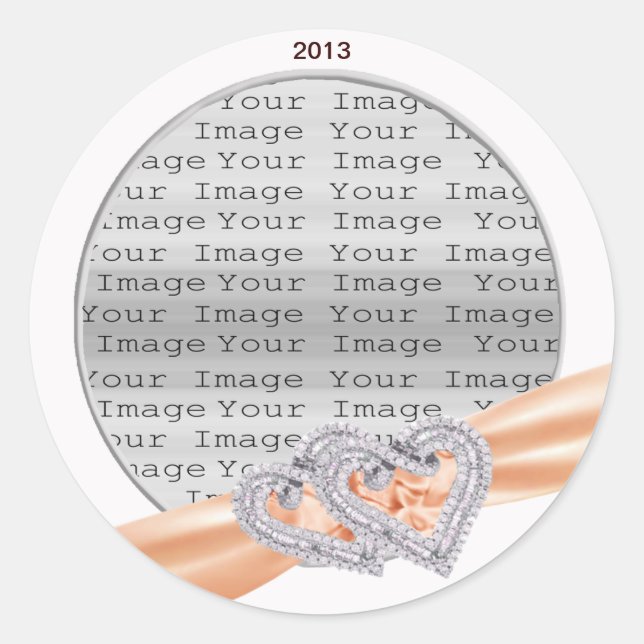 Adesivo Redondo Corações Personalizados Tangerine Frisos (Frente)