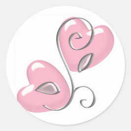 Adesivo Redondo Corações Rosa e Vinhetas
