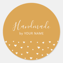 Adesivo Redondo Corações Simples Amarelo Cardiões Feitos à mão