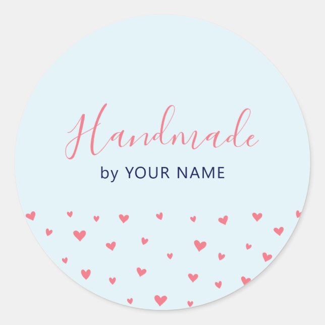 Adesivo Redondo Corações Simples Corações Feitos à mão (Frente)