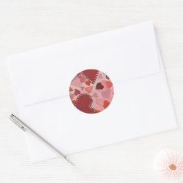 Adesivo Redondo Corações Vermelho e Rosa