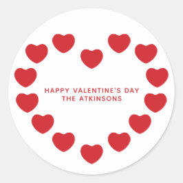 Adesivo Redondo Corações vermelhos bonitos Dia de os namorados per