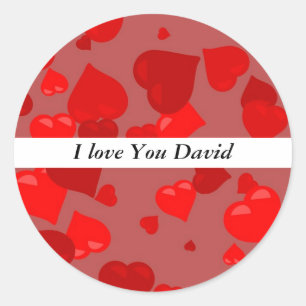 Adesivo Redondo Corações Vermelhos, Eu te amo David