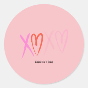 Adesivo Redondo Corações "XOXO" Coloridos Dia dos Namorados