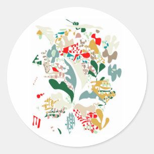 Adesivo Redondo Coral abstrato do mar