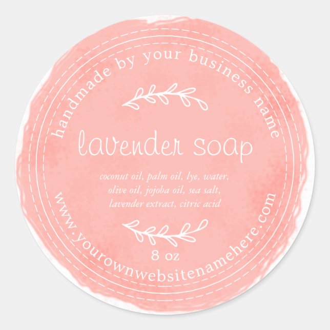 Adesivo Redondo Coral de Aquarela de Sabão de Casca Física (Frente)