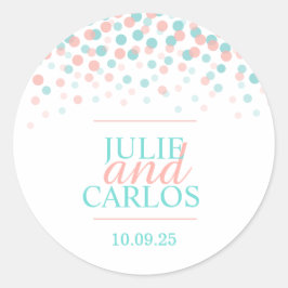 Adesivo Redondo Coral green confetti caindo pontos vinheta de casa