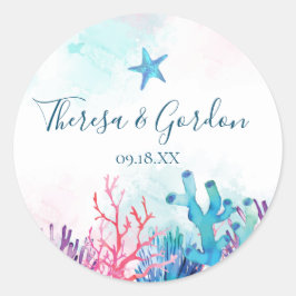Adesivo Redondo Coral Starfish, Stickers