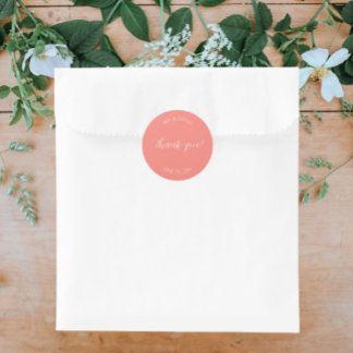 Adesivo Redondo Coral Stylized Wedding Obrigado