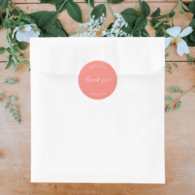 Adesivo Redondo Coral Stylized Wedding Obrigado (In Situ Wedding)
