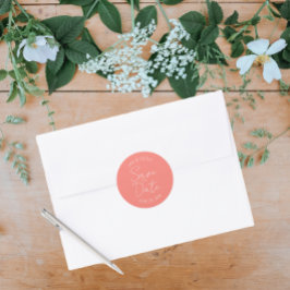 Adesivo Redondo Coral Stylized Wedding Salvar Data