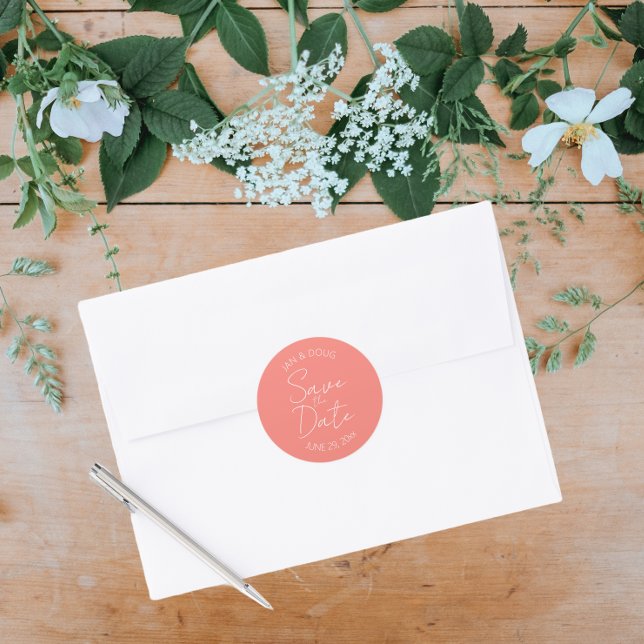 Adesivo Redondo Coral Stylized Wedding Salvar Data (In Situ Wedding)