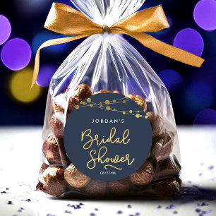 Adesivo Redondo Cordas azuis modernas do chá de panela das luzes