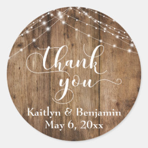 Adesivo Redondo Cordas da madeira rústica de Brown & da luz