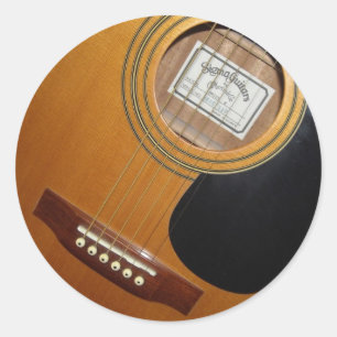 Adesivo Redondo Cordas de Violão Acústico Atemporal Furo de Som
