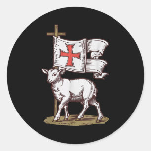 Adesivo Redondo Cordeiro de Deus Símbolo Cristão de Fé Vitória Agn