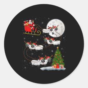 Adesivo Redondo Cordeiros Ovelhas Papai Noel Trenó Voador Divertid