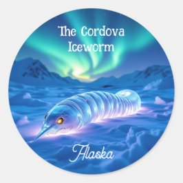 Adesivo Redondo Cordova Iceworm Alaska Cryptid