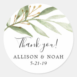 Adesivo Redondo Cores aquáticas verdes ouro verde folhas a favor