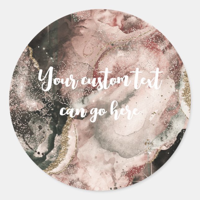 Adesivo Redondo Cores Cósmicas Douradas Celestiais, Cor de Água Ro (Frente)