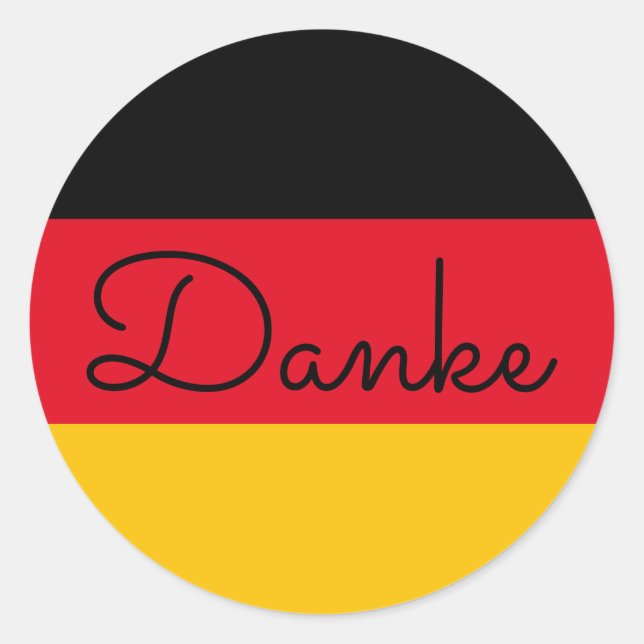 Adesivo Redondo Cores da Bandeira Alemã Danke (Frente)