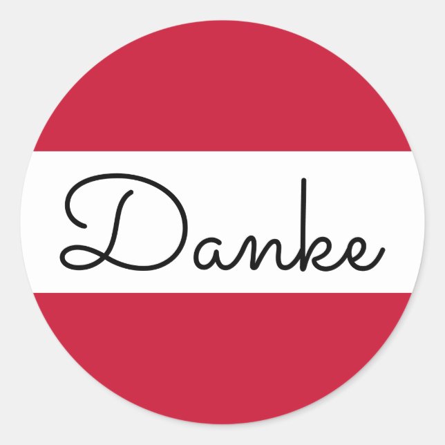 Adesivo Redondo Cores da Bandeira Austríaca Danke (Frente)