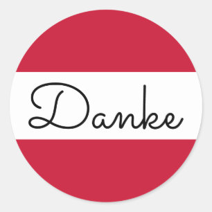 Adesivo Redondo Cores da Bandeira Austríaca Danke