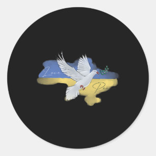 Adesivo Redondo Cores da Bandeira da Pomba da Paz Ucraniana Azul A