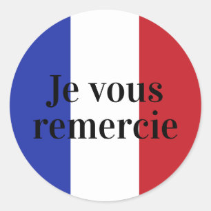 Adesivo Redondo Cores da Bandeira Francesa França Azul Obrigado a 