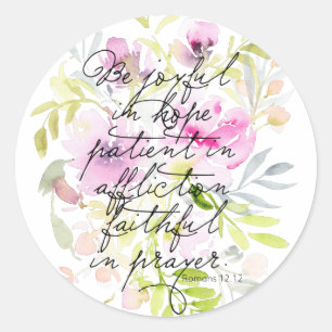 Adesivo Redondo Cores d'água de script   Romanos 12