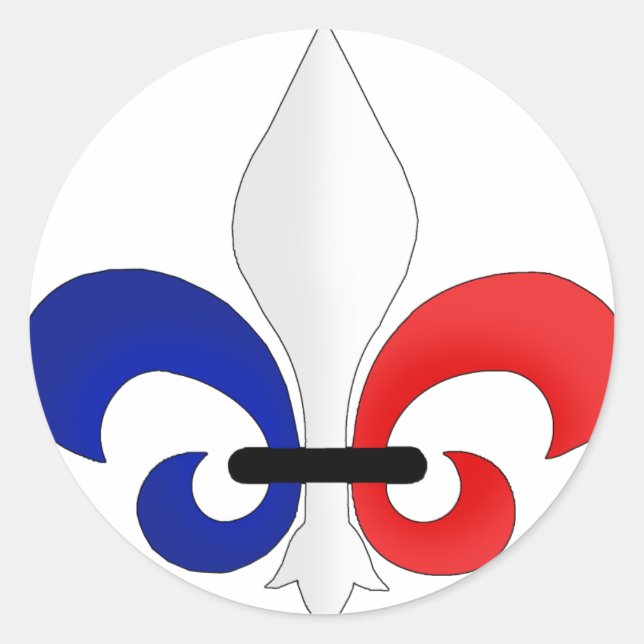 Adesivo Redondo Cores de bandeira do Fleur de lis France (Frente)