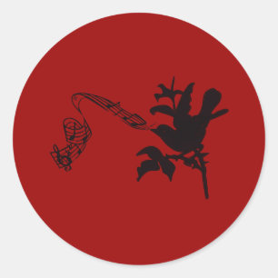 Adesivo Redondo Cores de mudança de aves musicais