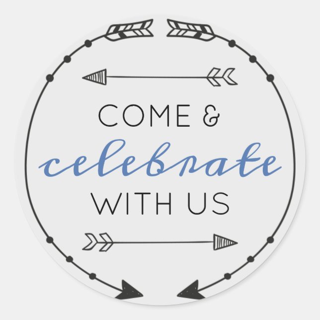 Adesivo Redondo Cores Editáveis Venham e Celebrem Conosco (Frente)