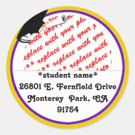 Adesivo Redondo Cores Escolares Quadro de Formatação Roxo e Dourad