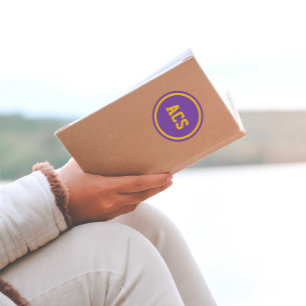 Adesivo Redondo Cores Escolares Roxo e Dourado