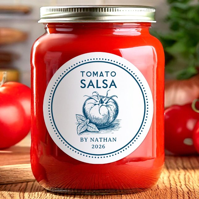 Adesivo Redondo Cores personalizadas do tomate salsa (Criador carregado)