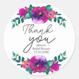 Adesivo Redondo Cores vibrantes e ousadas Florescer bridal shower 