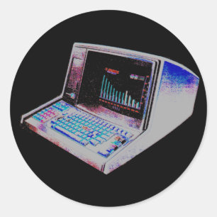 Adesivo Redondo COREY TIGER 80s RETRÔ VINTAGE COMPUTADOR