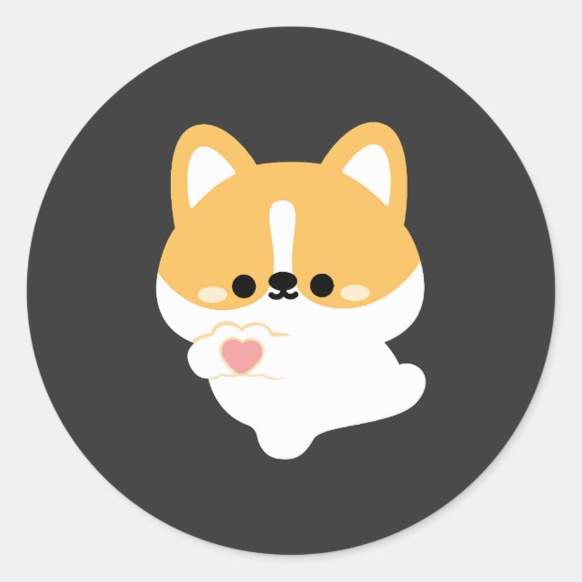 Adesivo Redondo Corgi Amoroso (Frente)