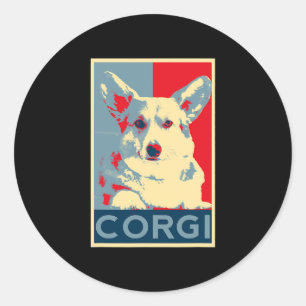 Adesivo Redondo Corgi Art Dog Art Art para Fãs de Corgis