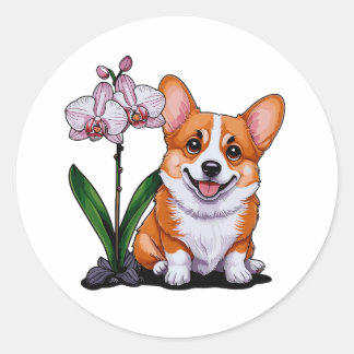 Adesivo Redondo Corgi Bonito com Pomada