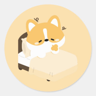 Adesivo Redondo Corgi Cansado Fofo